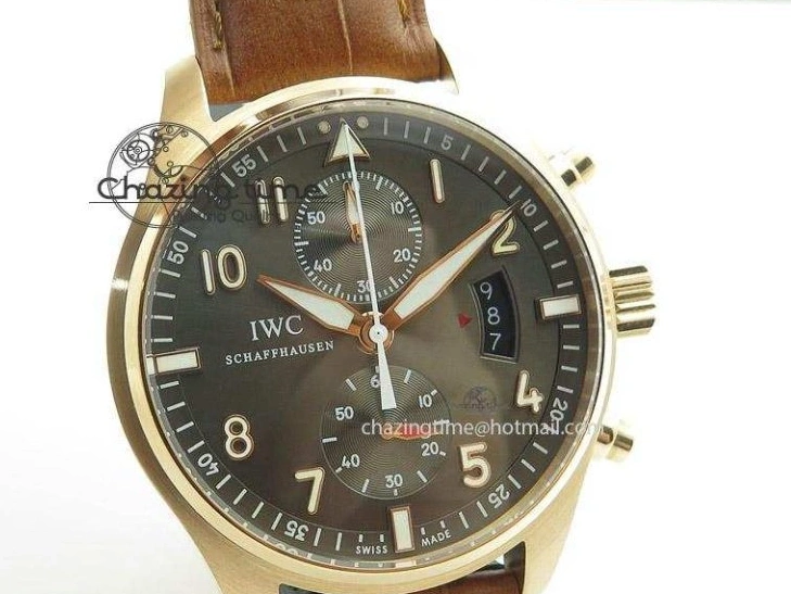 MIROTIME 0131 Youthful Pilot Chrono RG 3878 Gray Dial on Light Brown Leather Strap A 7394